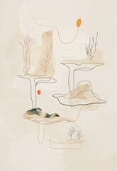 Abstract Landscape with Beige and Brown Tones
