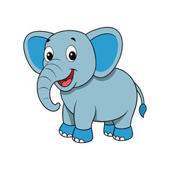 Obraz premium Baby elephant cartoon vector character for kids’ stories, educational tools, jungle-themed projects, and animal learning materials