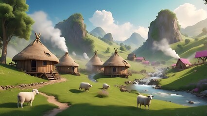 landscape with cows