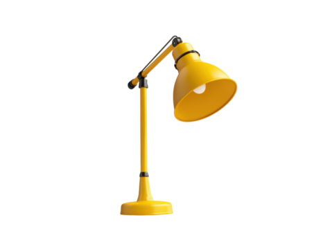Bright Yellow Desk Lamp: A cheerful yellow desk lamp illuminates a workspace, offering both functionality and a splash of vibrant color in a clean, minimalist design.