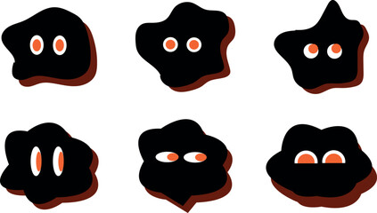 Trendy Geometric Shape Stickers with Funky Smile Faces and Hipster Retrowave Vibes: Black Vector Badges in 90s Graphic Style