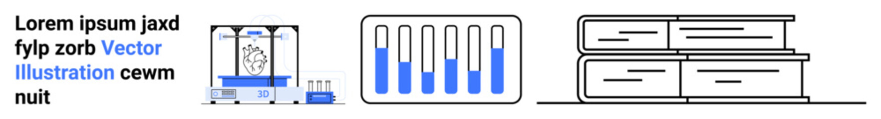 Laboratory setup with flask, test tubes, charts, and books emphasizing education, chemistry, research, innovation, analysis, learning and a simple landing page