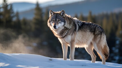 Fototapeta premium wolf in snow