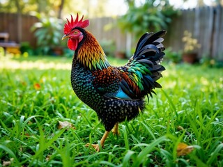 Fototapeta premium Maran Chicken in Green Grassy Yard