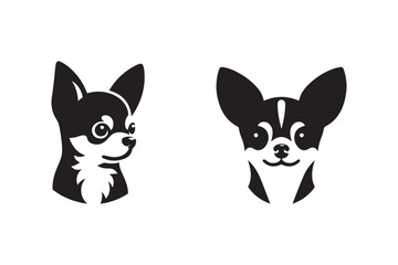 Chihuahua dog silhouette on white background. Chihuahua dog logo icon vector