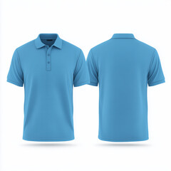 Blank Light Blue Polo Shirt Mockup , PNG isolated cut out image