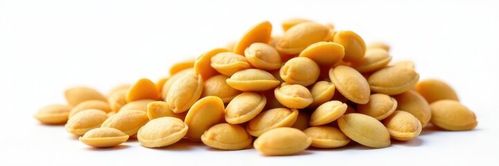 Fototapeta premium A handful of fresh sunflower seeds, isolated on white , seeds, close-up, high resolution