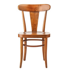 A wooden chair with a back and a wooden seat