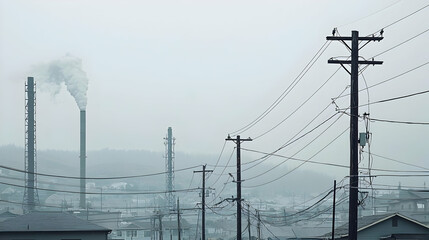 Industrial Cityscape On A Hazy Day