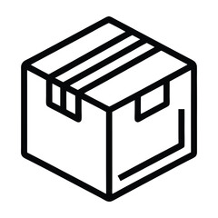 Closed cardboard box line icon black and white graphic