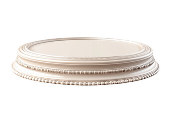 A white round table with a gold rim