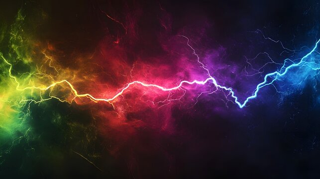 Vibrant Lightning Overlay with Rainbow Glows