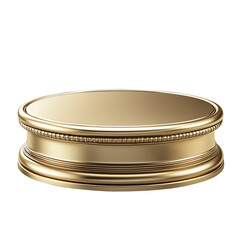 A gold colored object with a gold rim