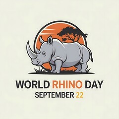 Obraz premium World rhino day vector illustration