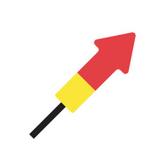 Vector of a red and yellow firework rocket icon, perfect for New Year, Independence Day, and other festive occasions.