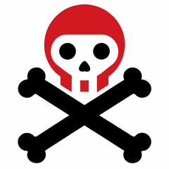 new style crossbones skull death dangerous sign and symbols vector icon on white background