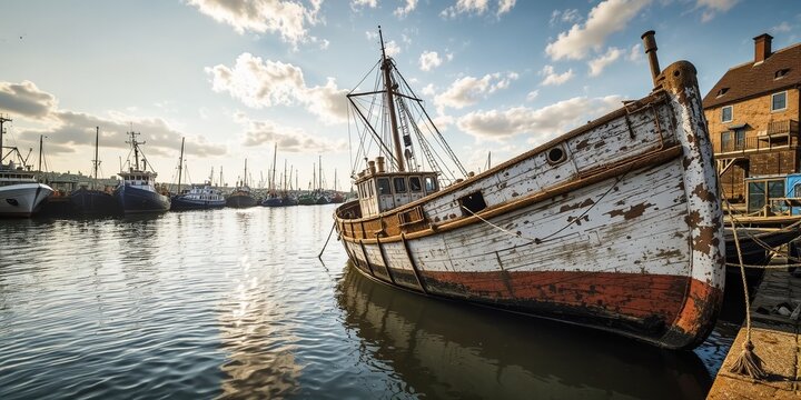 Old Fishing Vessel at Thornham Old Harbour, England