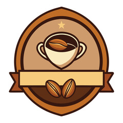 cup of coffee with beans icon badge
