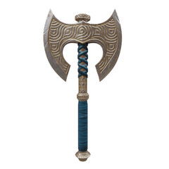 3D rendered fantasy Viking axe isolated on transparent background