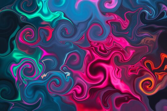 Abstract swirls with vibrant neon colors