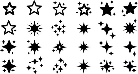 Fototapeta premium Sparkle vector icons set. Shine symbol illustration. star sign collection. 