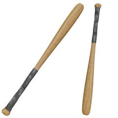 3D rendered wooden baseball bat isolated on transparent background 
