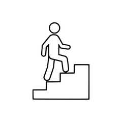 Fototapeta premium Outline icon of person climbing stairs symbolizing progress, ascension, or reaching a goal