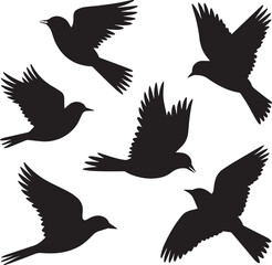 Obraz premium A silhouette illustration of several birds in flight formation
