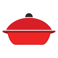 red saucepan with lid