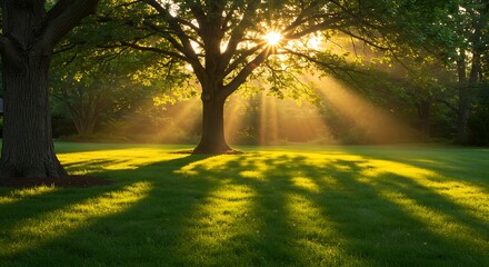 Tree with Sunlight Shining Through Leaves