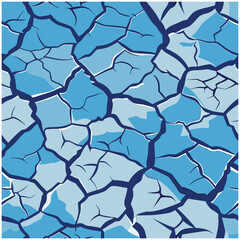Abstract blue cracked land vector texture for drought concept, climate crisis background, geological surface pattern, dry soil vector illustration