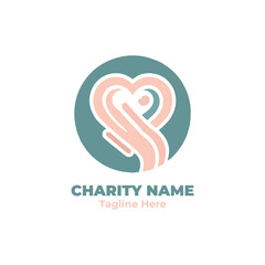 Charity help vector for nonprofit outreach, donation campaign logo, emotional care symbol, humanitarian support illustration, volunteer love for people and kindness