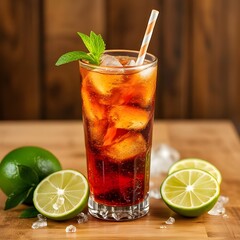 Refreshing iced tea with lime and mint