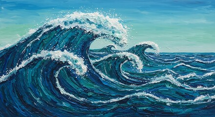 Ocean Wave Painting Impasto Art