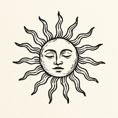 Plakat Vintage sun face illustration
