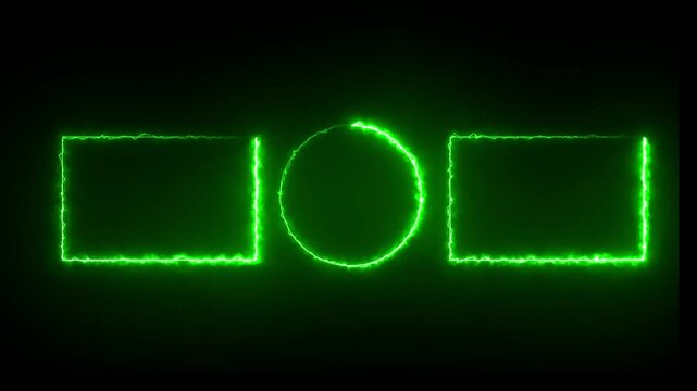 Neon abstract rectangle and circle shape line, End Screen Neon Frame