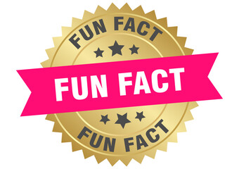 fun fact. fun fact round pink and gold label isolated on transparent background