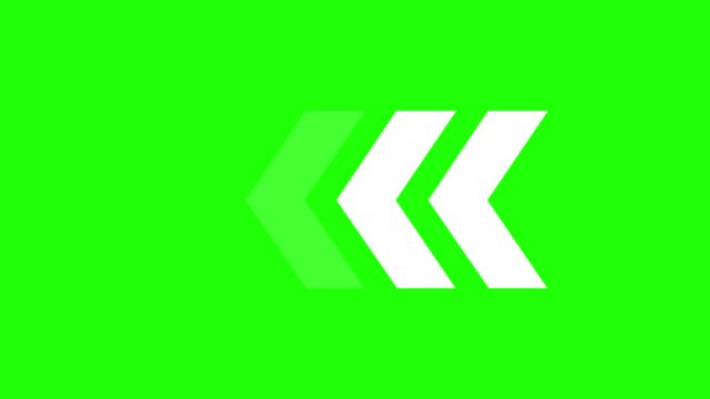 Arrows Animation In White  Color Isolated Green   Background. the Left