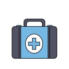 Obraz premium First Aid Kit Flat Icon for Emergency and Health Services