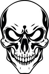 Danger Skull tattoo silhouette vector illustration, The skeleton of a stake. Clipart vector illustration for Vinyl cutting and printing: a dead pirate with bones. and the best design for t-shirts.