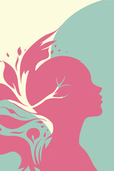 Woman, Girl, Head, View, Leaves, Flowers, Sun, Sky, Colorful, Nature, Thoughts, Alone, Artwork, Vector