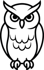 Cute cartoon owl sitting on a tree branch at night in a nature-themed illustration