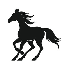 Obraz premium Silhouette of a galloping horse in motion — ideal for equestrian, logo design, or western-themed graphics