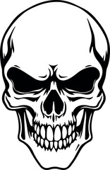 Danger Skull tattoo silhouette vector illustration, The skeleton of a stake. Clipart for Vinyl cutting and printing: a dead pirate with bones. and the best design for t-shirts sublimation.