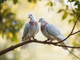Obraz premium Serene Doves, Nature's Embrace