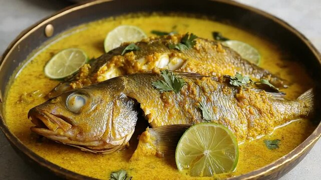 meen moilee indian seafood close up video