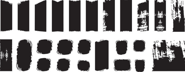 set of black and white ink splashes Brush line set. Vector abstract  grungy straight lines, circles, borders and frames. Textured paint strokes. Vintage clean accurate round brushstrokes patt