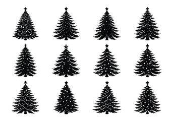 Obraz premium Christmas Trees Pictogram Set