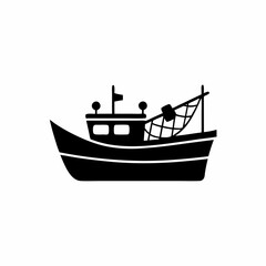 creative details Outline silhouette Fishing boat icon vector illustration