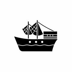 creative details Outline silhouette Fishing boat icon vector illustration